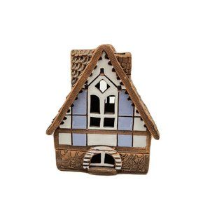 Vintage Lithuania Pottery Cottage House Candle Holder House  Signed Sutkevicius